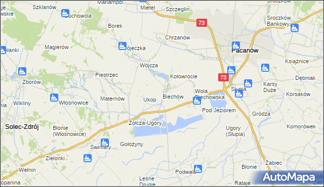 mapa Biechów gmina Pacanów, Biechów gmina Pacanów na mapie Targeo