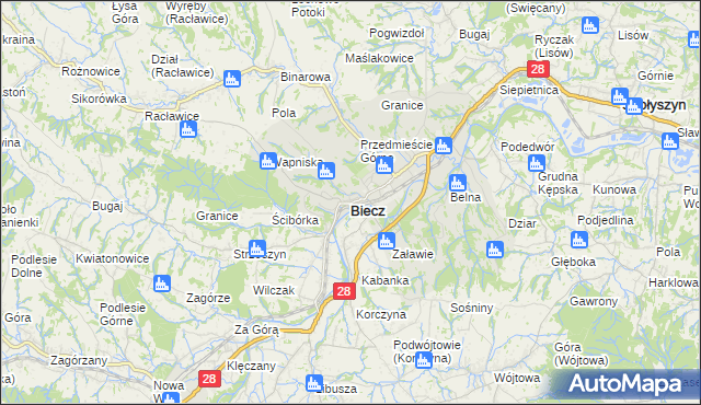 mapa Biecz powiat gorlicki, Biecz powiat gorlicki na mapie Targeo