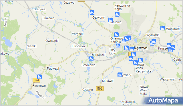 mapa Biedaszki gmina Kętrzyn, Biedaszki gmina Kętrzyn na mapie Targeo