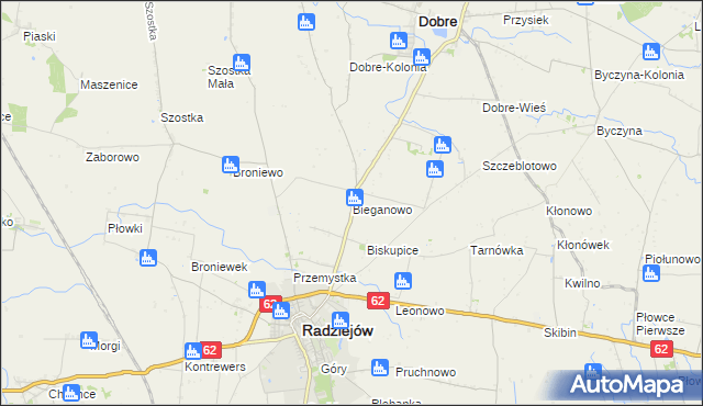 mapa Bieganowo gmina Radziejów, Bieganowo gmina Radziejów na mapie Targeo