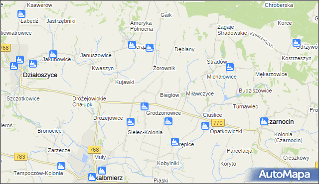 mapa Bieglów, Bieglów na mapie Targeo