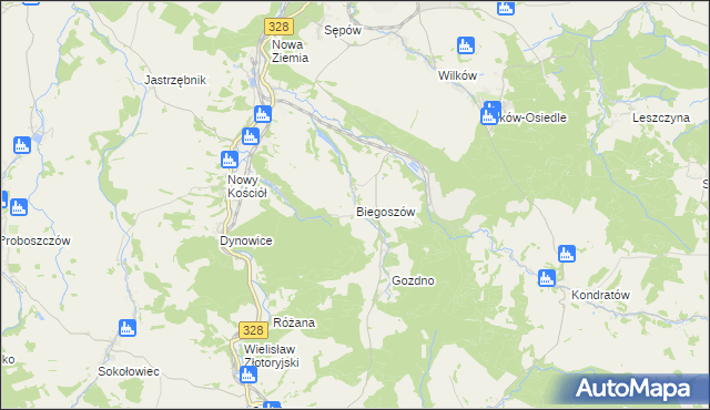 mapa Biegoszów, Biegoszów na mapie Targeo