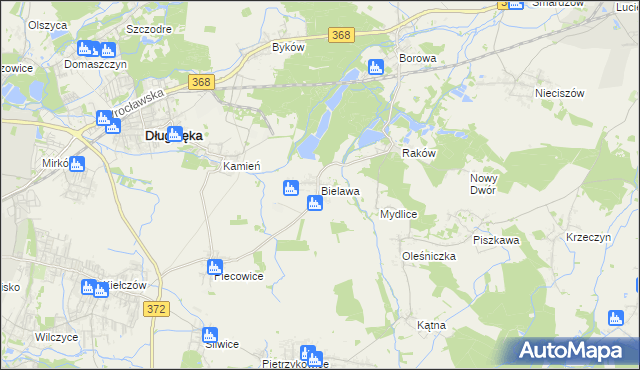 mapa Bielawa gmina Długołęka, Bielawa gmina Długołęka na mapie Targeo
