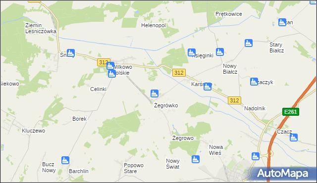 mapa Bielawy gmina Śmigiel, Bielawy gmina Śmigiel na mapie Targeo