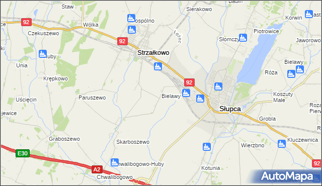 mapa Bielawy gmina Strzałkowo, Bielawy gmina Strzałkowo na mapie Targeo