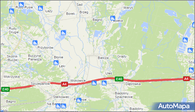 mapa Bielcza, Bielcza na mapie Targeo