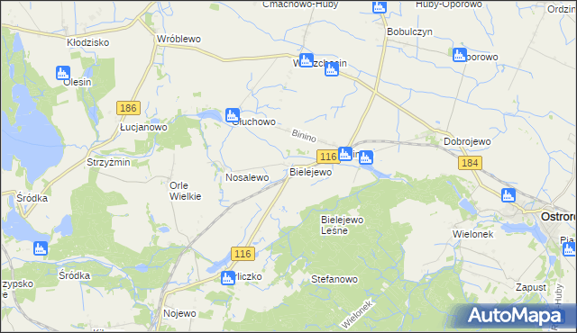 mapa Bielejewo gmina Ostroróg, Bielejewo gmina Ostroróg na mapie Targeo