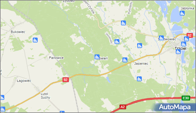 mapa Bieleń, Bieleń na mapie Targeo