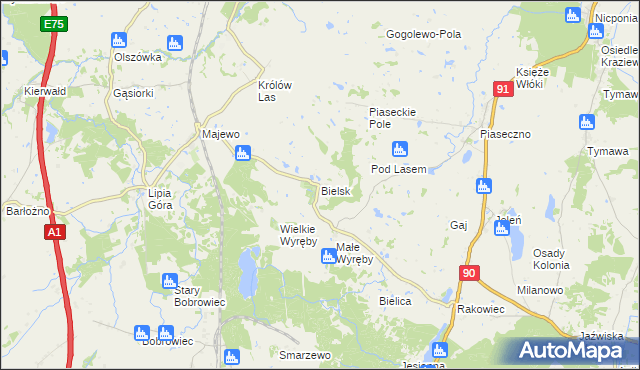 mapa Bielsk gmina Morzeszczyn, Bielsk gmina Morzeszczyn na mapie Targeo