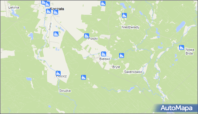 mapa Bielsko gmina Koczała, Bielsko gmina Koczała na mapie Targeo