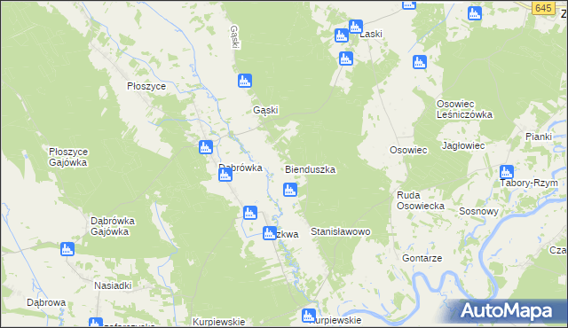 mapa Bienduszka, Bienduszka na mapie Targeo