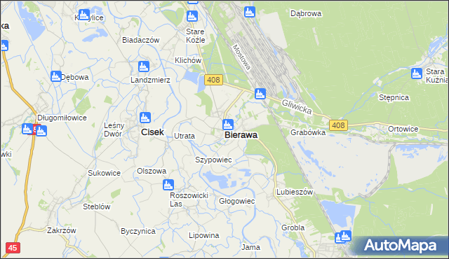 mapa Bierawa, Bierawa na mapie Targeo