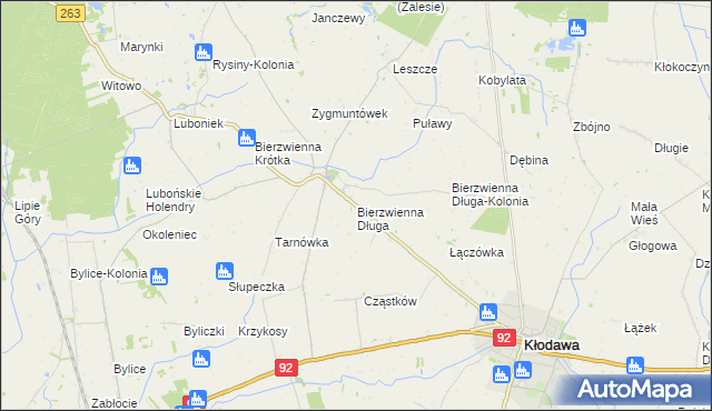 mapa Bierzwienna Długa, Bierzwienna Długa na mapie Targeo