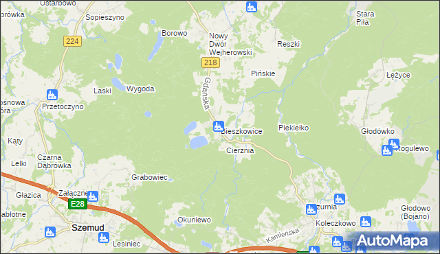 mapa Bieszkowice, Bieszkowice na mapie Targeo