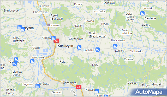 mapa Bieździedza, Bieździedza na mapie Targeo