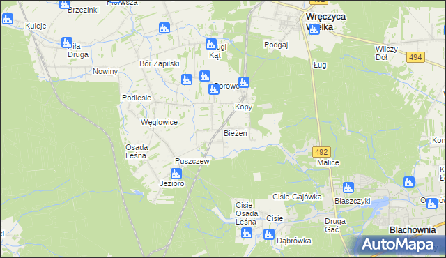 mapa Bieżeń, Bieżeń na mapie Targeo