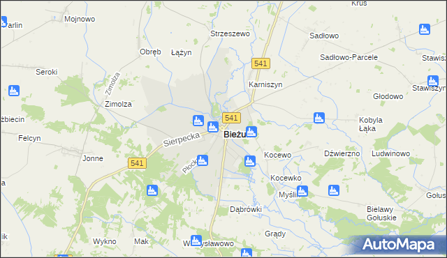 mapa Bieżuń, Bieżuń na mapie Targeo