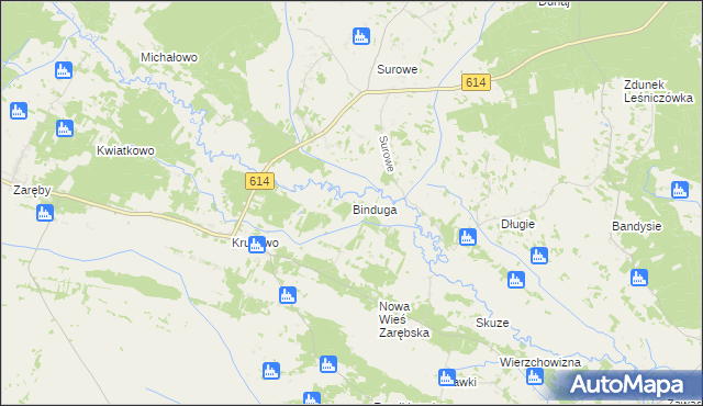 mapa Binduga gmina Chorzele, Binduga gmina Chorzele na mapie Targeo