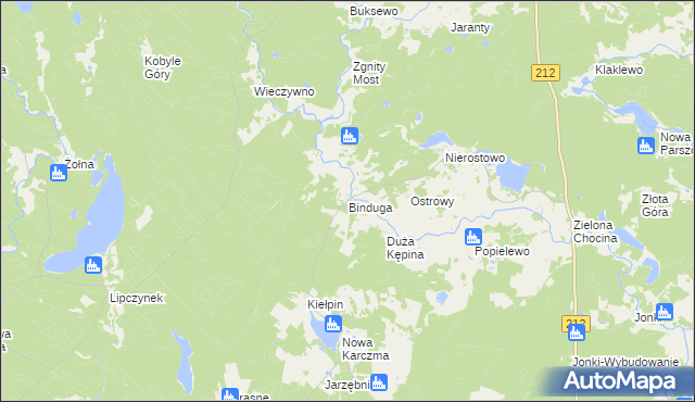 mapa Binduga gmina Konarzyny, Binduga gmina Konarzyny na mapie Targeo