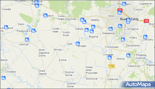 mapa Biniątki, Biniątki na mapie Targeo