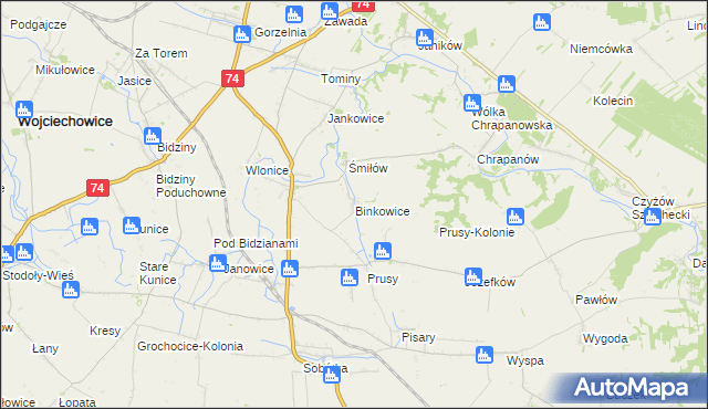 mapa Binkowice, Binkowice na mapie Targeo