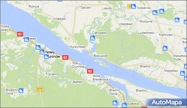 mapa Biskupice gmina Brudzeń Duży, Biskupice gmina Brudzeń Duży na mapie Targeo