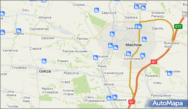 mapa Biskupice gmina Miechów, Biskupice gmina Miechów na mapie Targeo