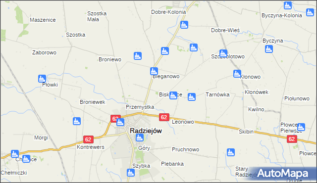 mapa Biskupice gmina Radziejów, Biskupice gmina Radziejów na mapie Targeo