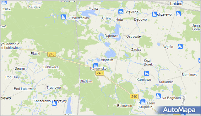mapa Błądzim gmina Lniano, Błądzim gmina Lniano na mapie Targeo