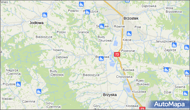 mapa Błażkowa gmina Brzyska, Błażkowa gmina Brzyska na mapie Targeo