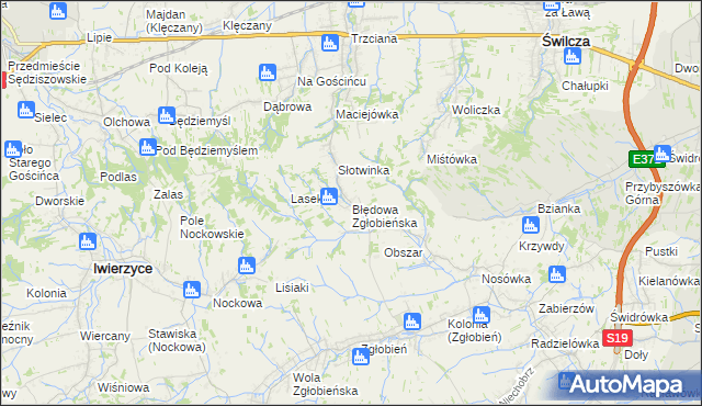 mapa Błędowa Zgłobieńska, Błędowa Zgłobieńska na mapie Targeo