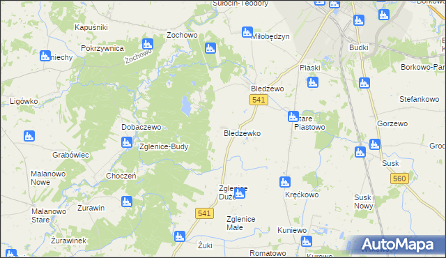 mapa Bledzewko, Bledzewko na mapie Targeo