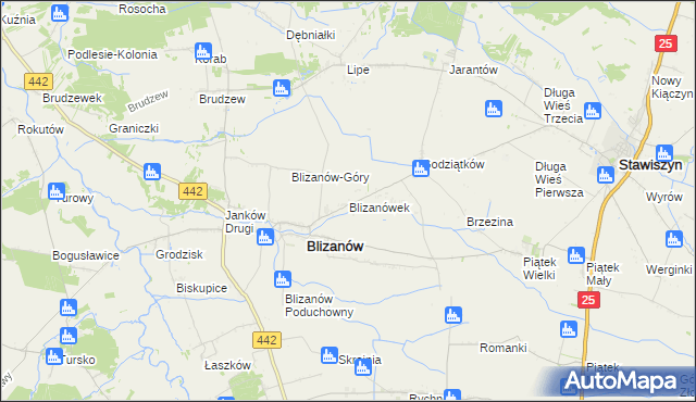 mapa Blizanówek, Blizanówek na mapie Targeo