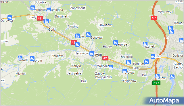 mapa Bliżyn, Bliżyn na mapie Targeo