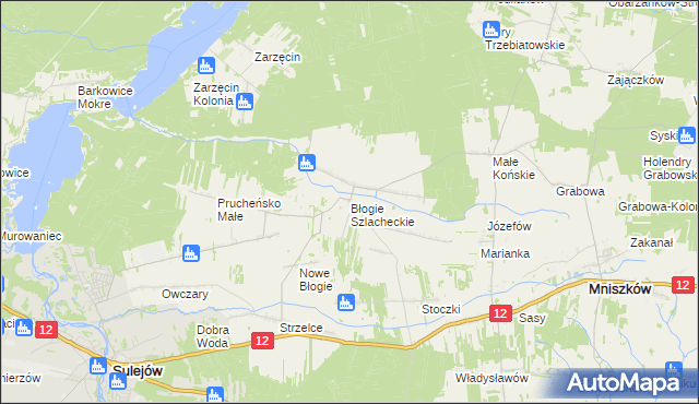 mapa Błogie Szlacheckie, Błogie Szlacheckie na mapie Targeo