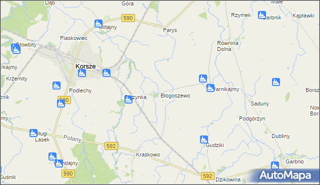 mapa Błogoszewo, Błogoszewo na mapie Targeo