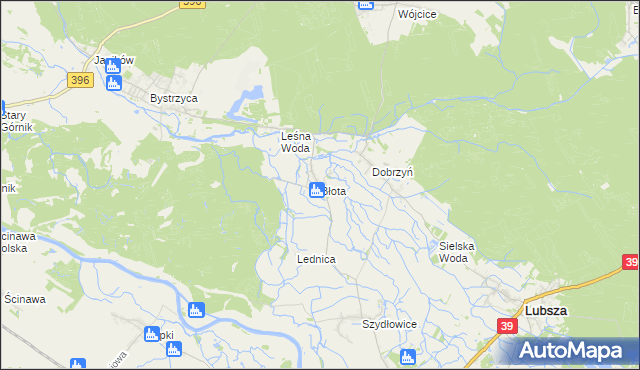 mapa Błota gmina Lubsza, Błota gmina Lubsza na mapie Targeo