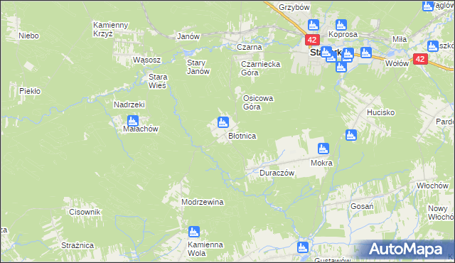 mapa Błotnica gmina Stąporków, Błotnica gmina Stąporków na mapie Targeo