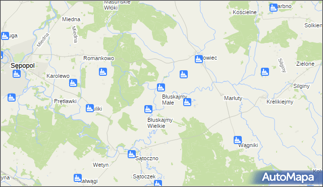 mapa Błuskajmy Małe, Błuskajmy Małe na mapie Targeo