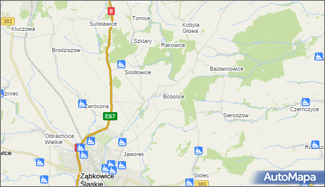 mapa Bobolice gmina Ząbkowice Śląskie, Bobolice gmina Ząbkowice Śląskie na mapie Targeo