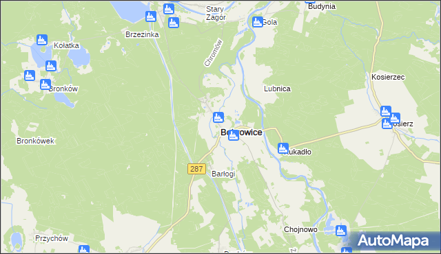 mapa Bobrowice powiat krośnieński, Bobrowice powiat krośnieński na mapie Targeo