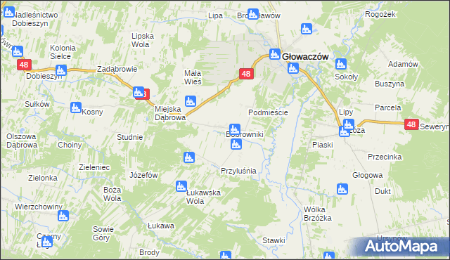 mapa Bobrowniki gmina Głowaczów, Bobrowniki gmina Głowaczów na mapie Targeo