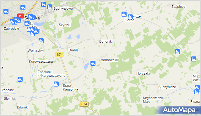 mapa Bobrowniki gmina Sokółka, Bobrowniki gmina Sokółka na mapie Targeo