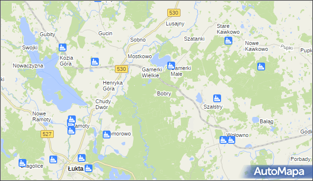 mapa Bobry gmina Jonkowo, Bobry gmina Jonkowo na mapie Targeo