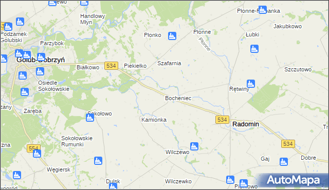 mapa Bocheniec gmina Radomin, Bocheniec gmina Radomin na mapie Targeo