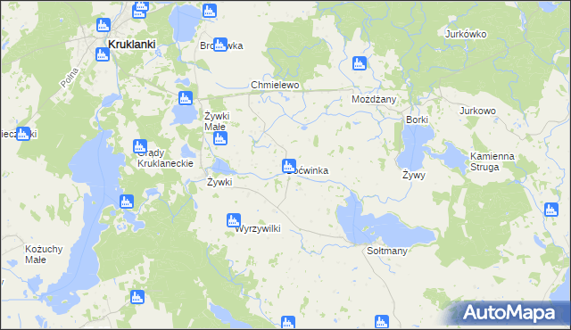 mapa Boćwinka gmina Kruklanki, Boćwinka gmina Kruklanki na mapie Targeo