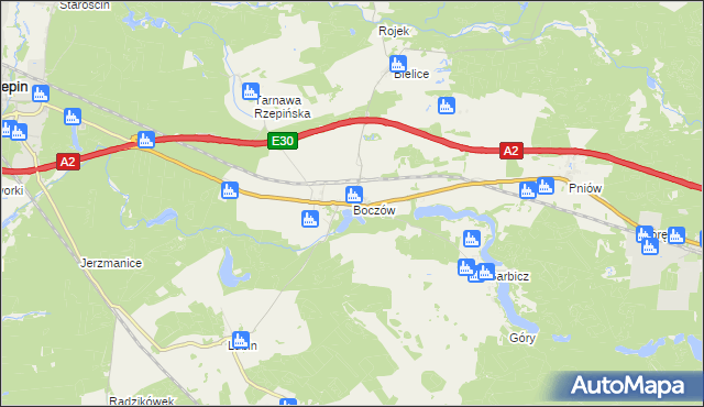 mapa Boczów gmina Torzym, Boczów gmina Torzym na mapie Targeo