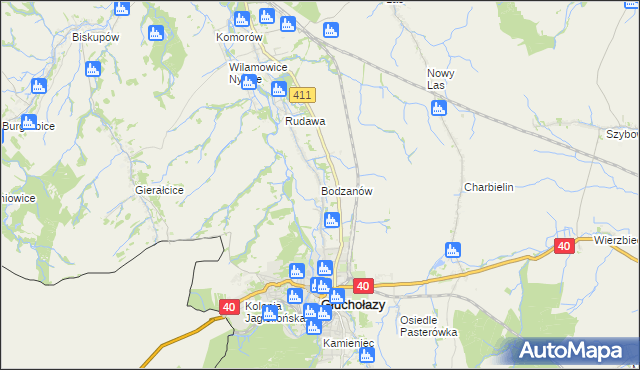 mapa Bodzanów gmina Głuchołazy, Bodzanów gmina Głuchołazy na mapie Targeo