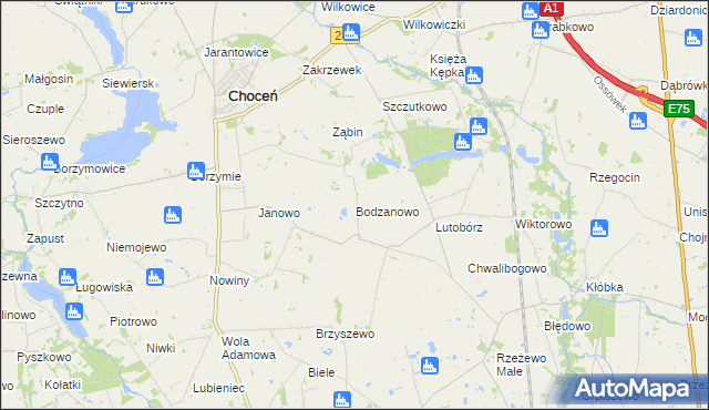 mapa Bodzanowo gmina Choceń, Bodzanowo gmina Choceń na mapie Targeo