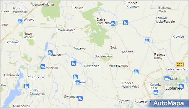 mapa Bodzanowo gmina Lubraniec, Bodzanowo gmina Lubraniec na mapie Targeo